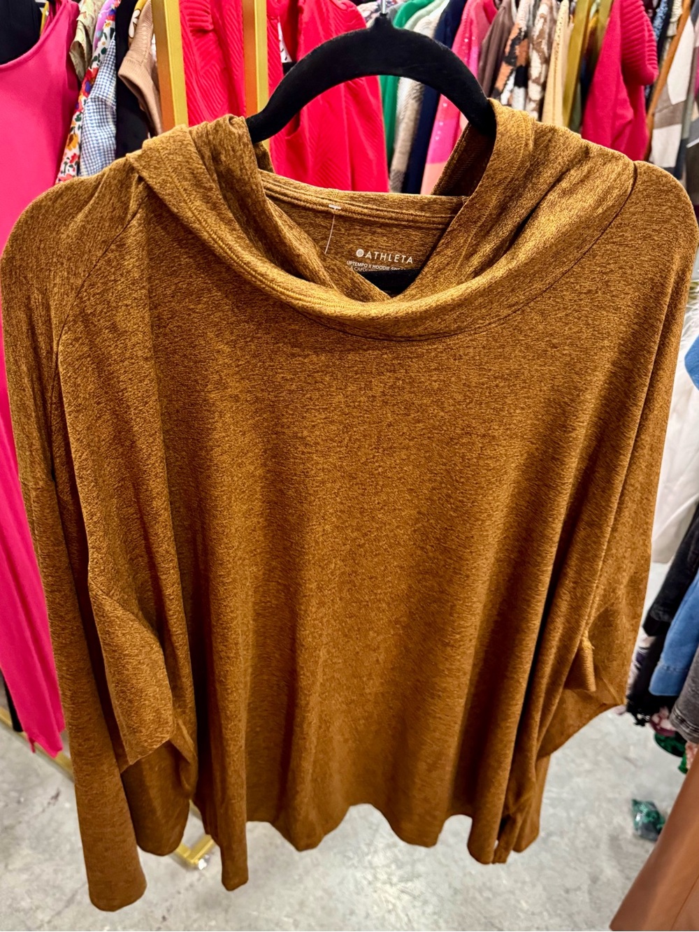 Athleta Rust Brown Cowl-Neck Lightweight Hoodie